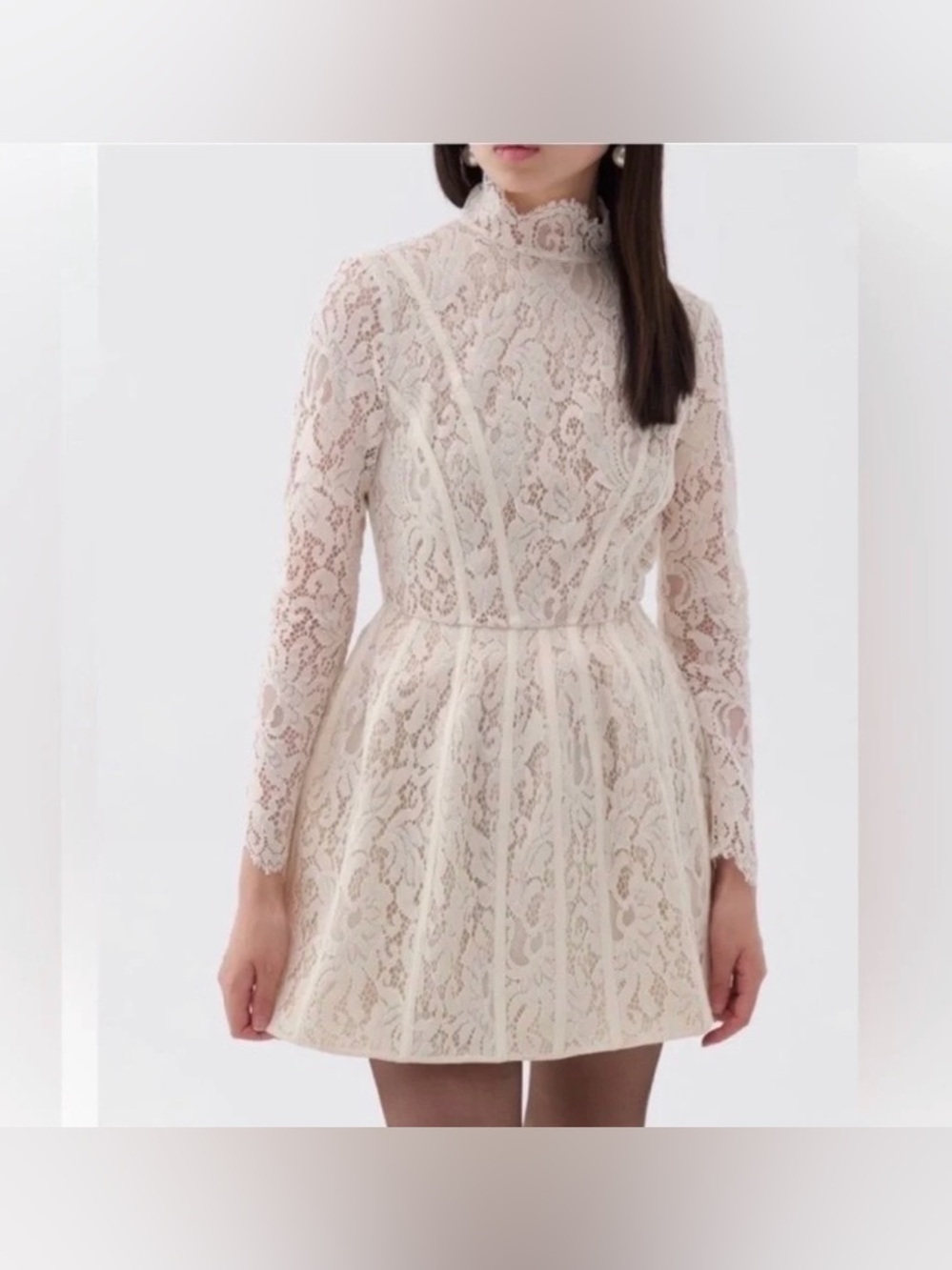 NWT Nocturne White Lace Longsleeve Mini Dress S MSRP$299